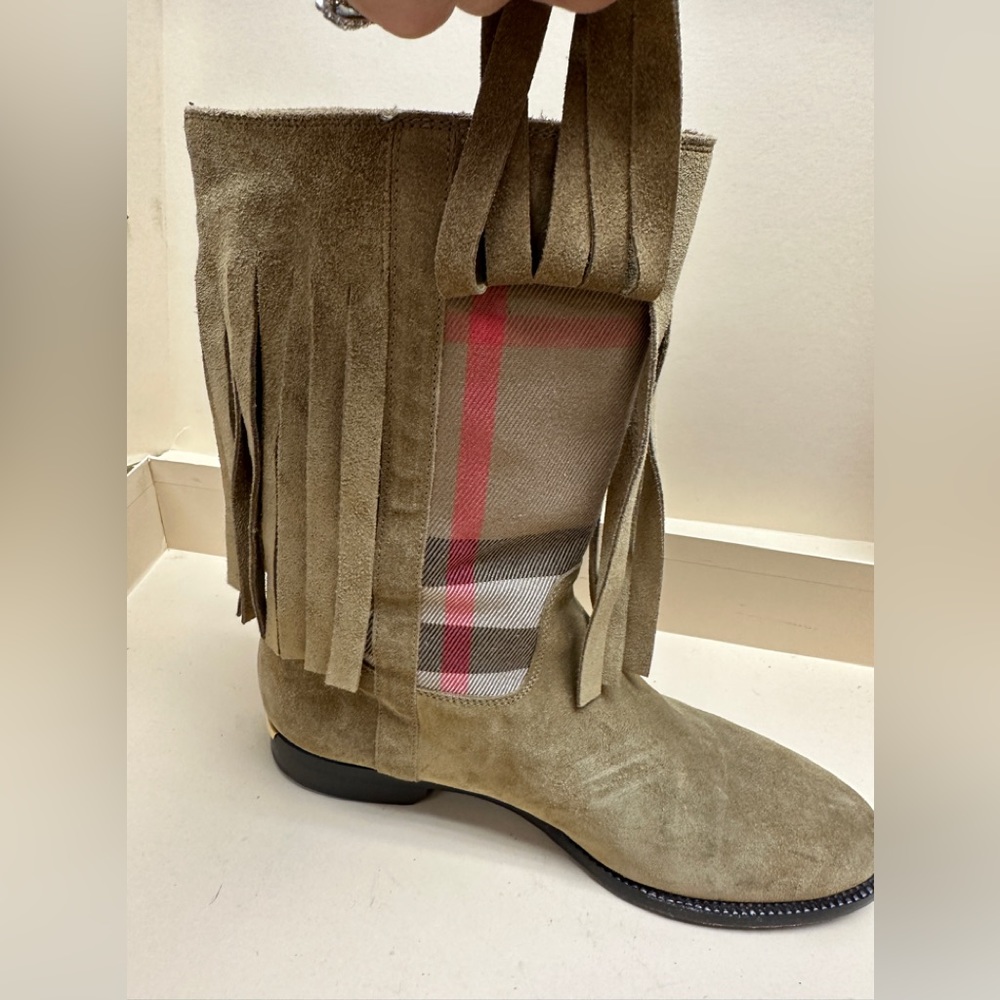Exploded Check Pattern Suede Boots - Picture 4 of 8